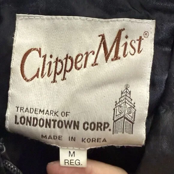 Clipper Mist By London Fog Black Leather Men’s Bomber Jacket Size M Aviator 90’s - Picture 7 of 10